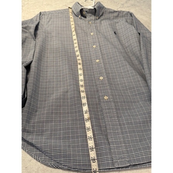 Ralph Lauren Blue Plaid Classic Fit Button Down Mens 16 34/35 Long Sleeve Shirt - Picture 4 of 7